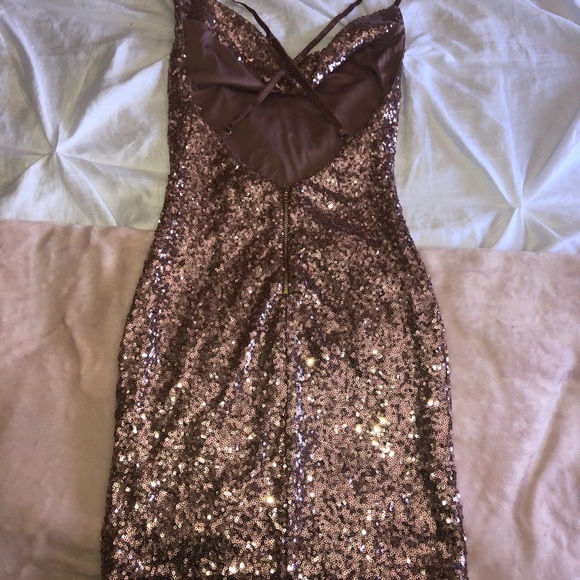 Rose gold sequence mini dress - Picture 4 of 5